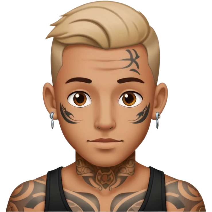 A guy with tattoos and ear piercings  emoji
