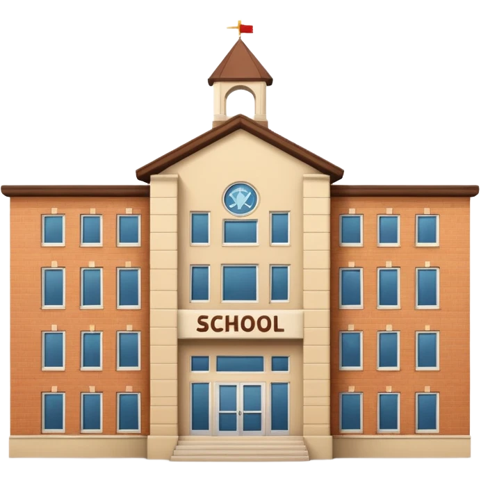 school building with a name school on the top of it emoji