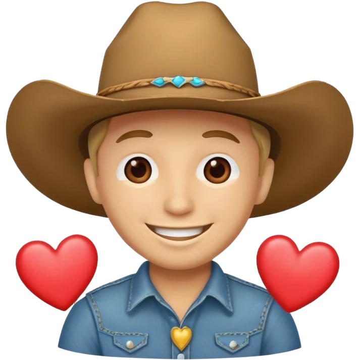 Smily face no body with cowboy hat and hearts emoji
