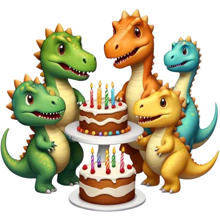 office dinosaurs in shirts eating birthday cake emoji