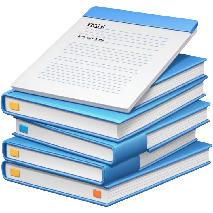 realistic stack of documents with title page emoji