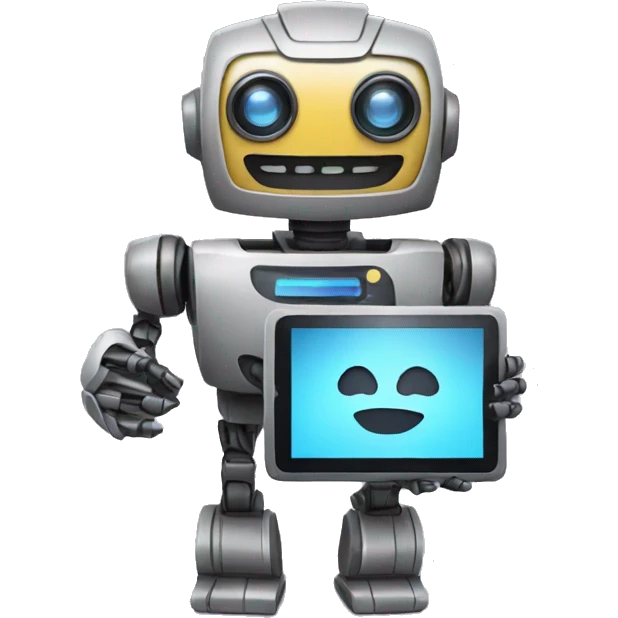 robot holding a video icon emoji
