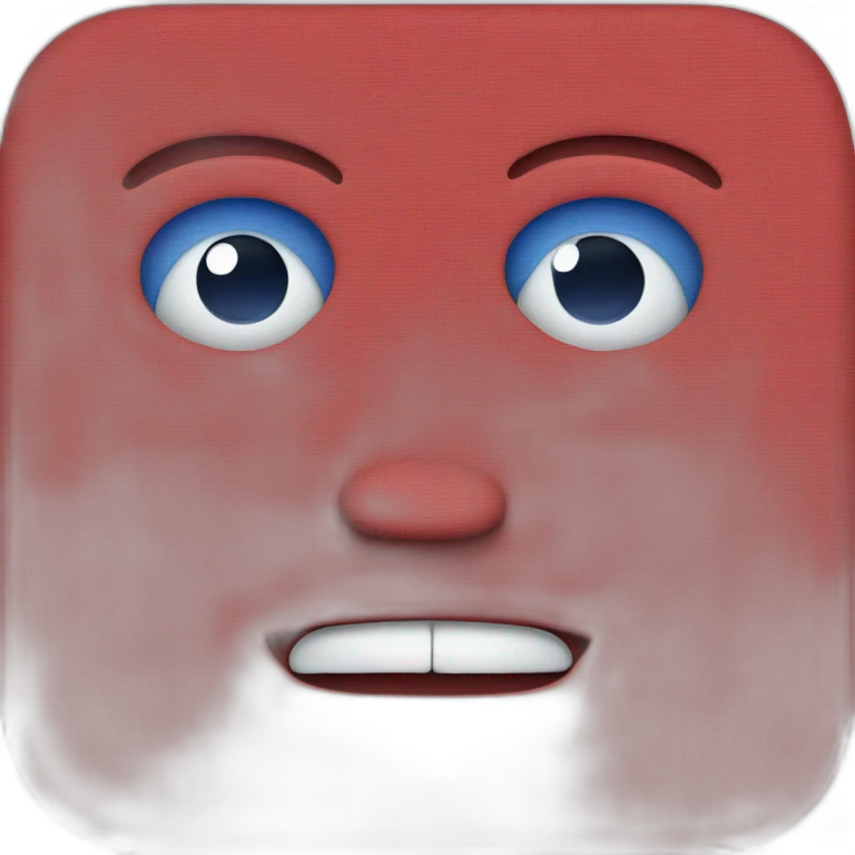 Red and blue square with face emoji