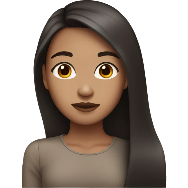 Girl with Brown Eyes lightskin and dark straight hair emoji