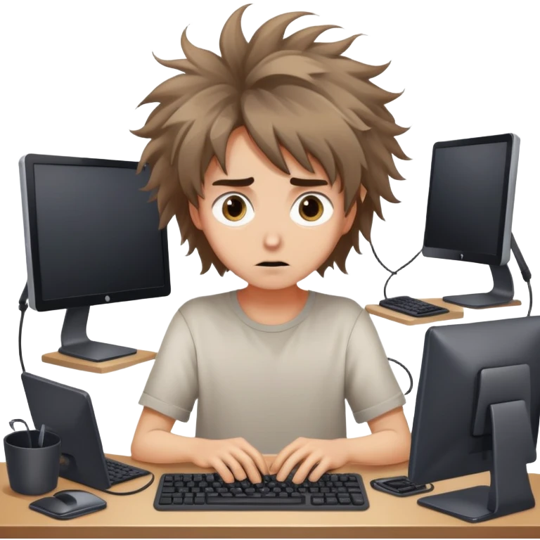 a person who went nuts from the amount of time he spent on chat gpt emoji