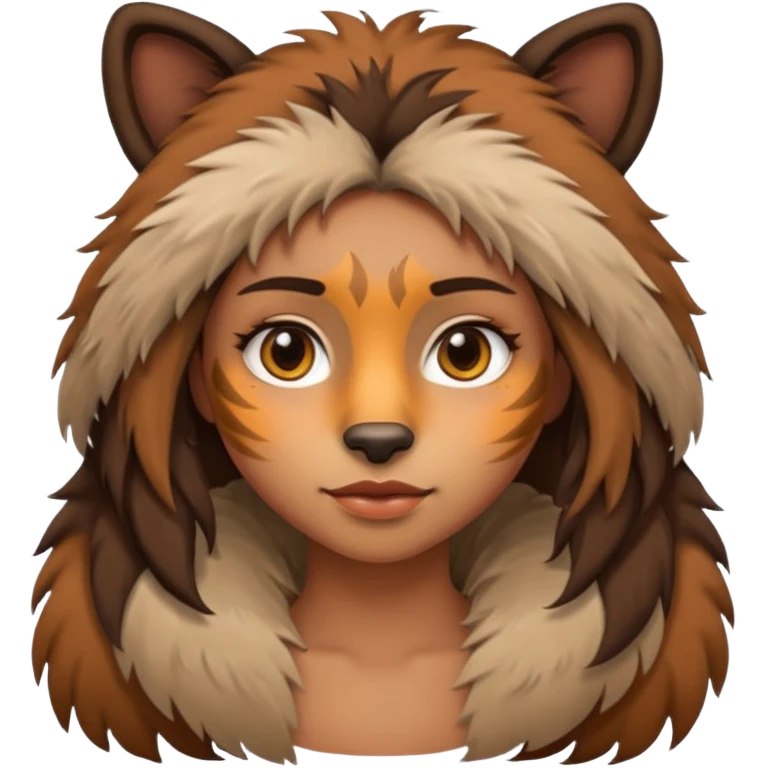 A girl that is half women and half wild animal emoji