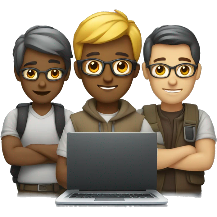 group of developers with a laptop emoji