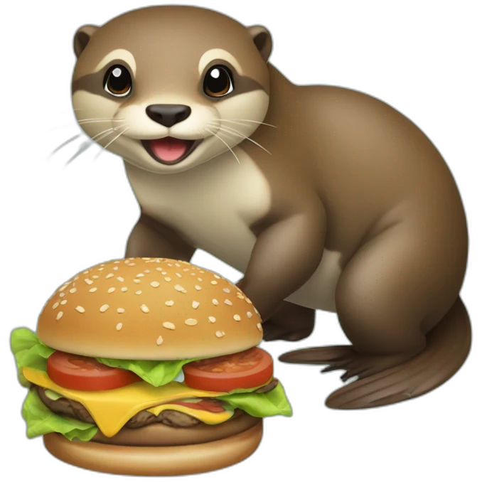 Loutre sur une tortue qui mange un burger emoji