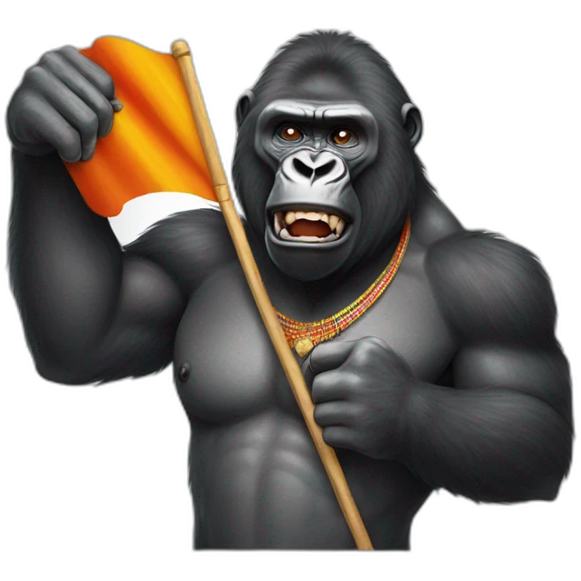 Gorilla spitting Indian flag emoji