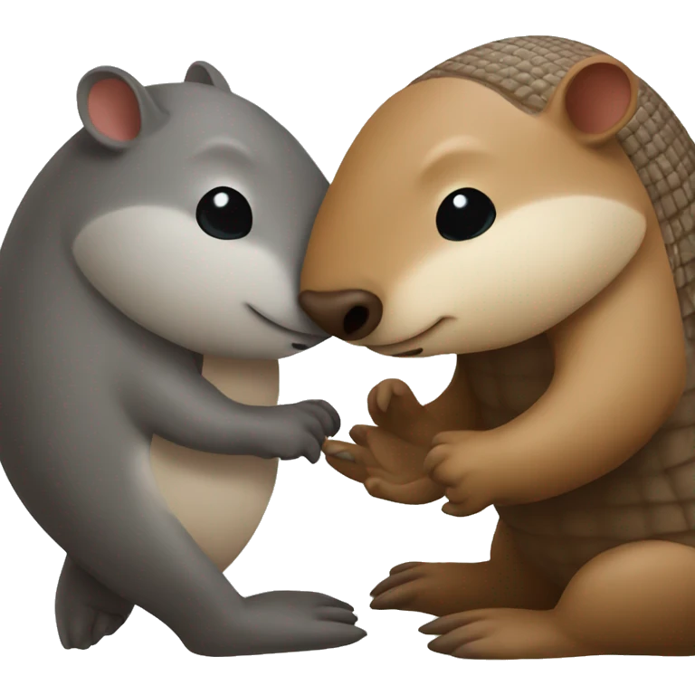 An armadillo and otter kissing emoji