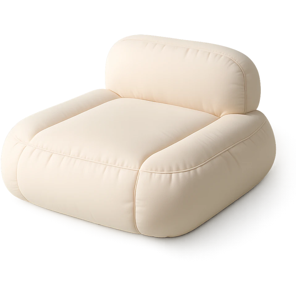 minimalist cushion style bed, rounded edges, soft color palette emoji