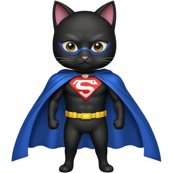 Black cat dresses as superhero  emoji