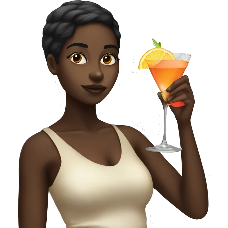 Black girl drinking cocktail emoji