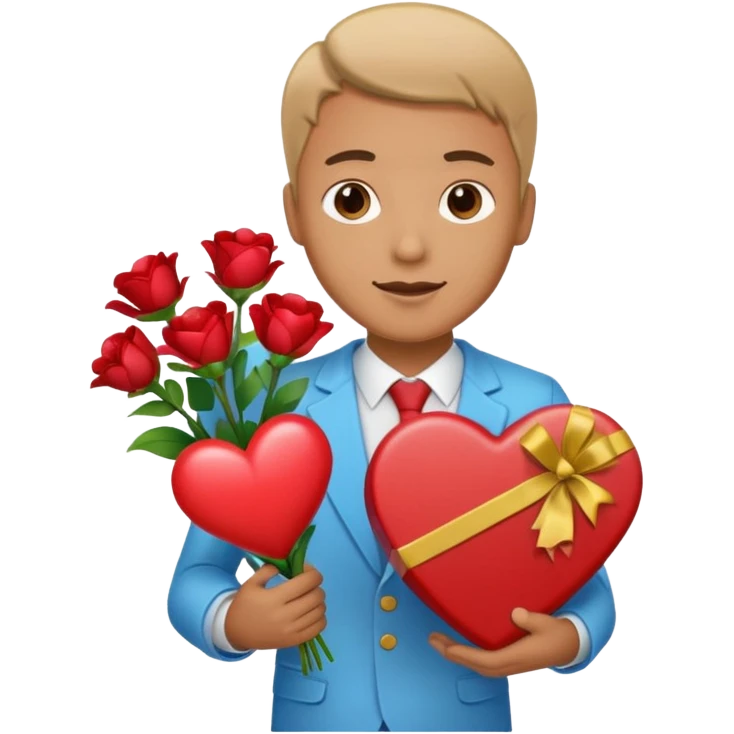 man with heart gift box and flower bouquet






























 emoji
