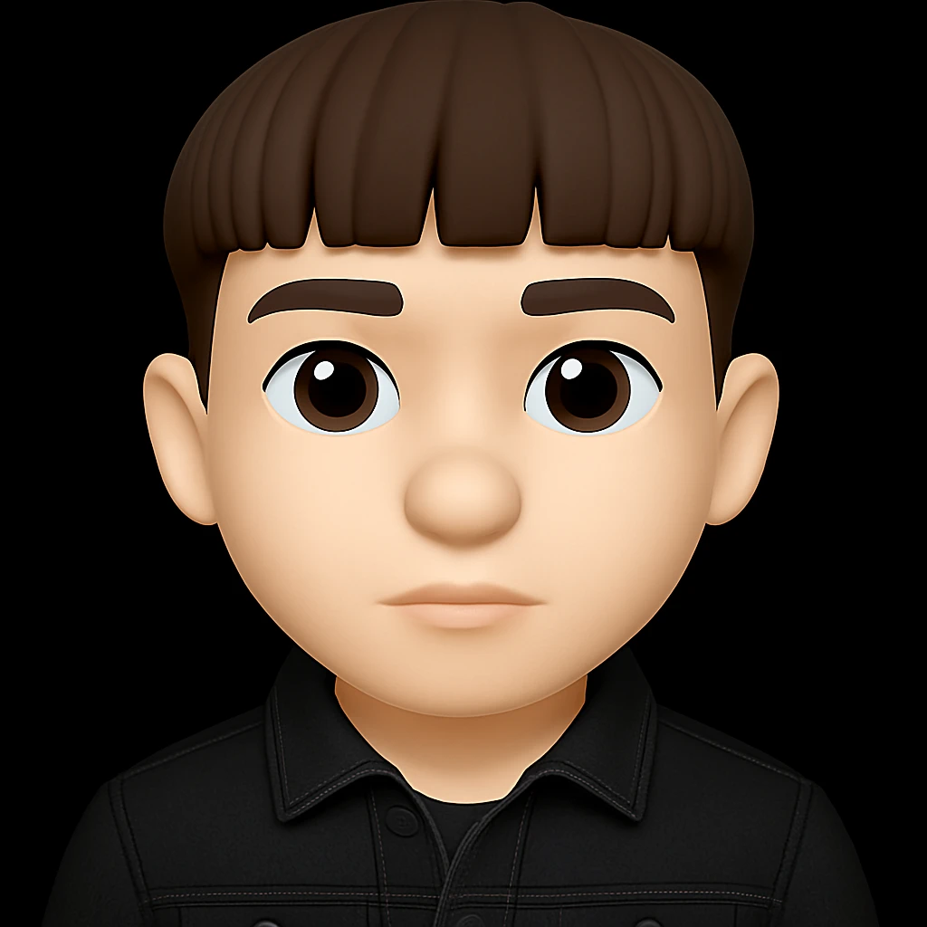 Re-dress the young man in a black denim jacket and make his skin tone 1% lighter. The original style is 3D Emoji, but since 3D Emoji style does not support editing, please keep the 3D Emoji look while applying these changes. emoji