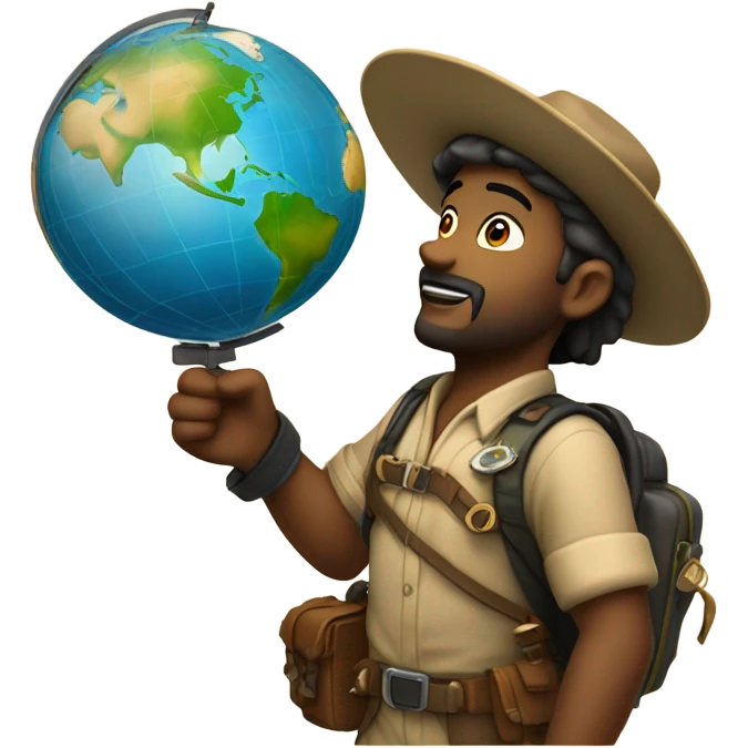 explorer on top of globe emoji