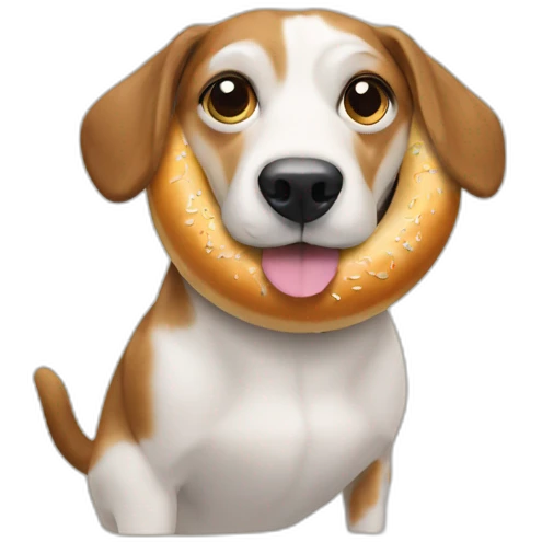 Dog holding a bagel emoji