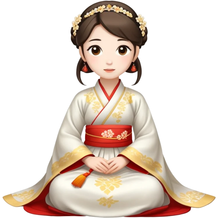 Beautiful girl wearing Hanfu wedding dress sitting emoji