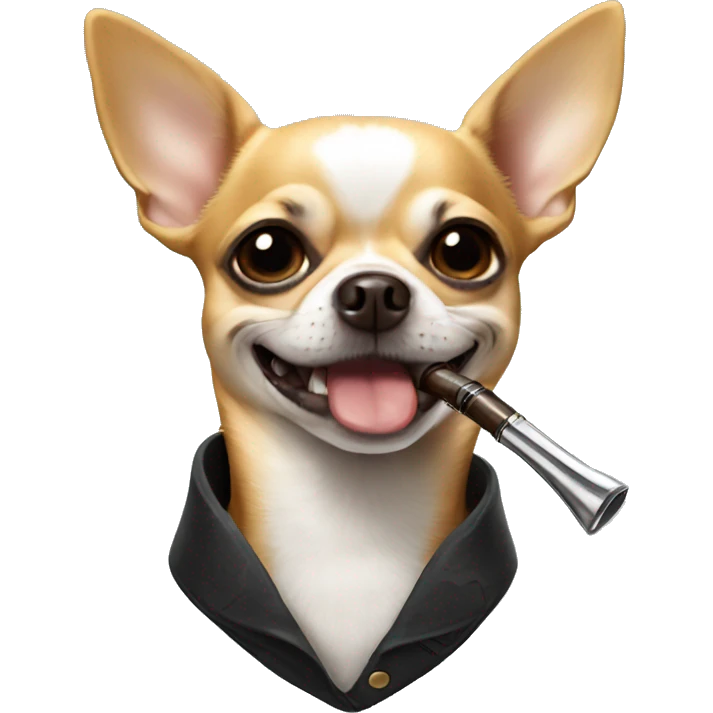 Chihuahua with pipe in mouth emoji