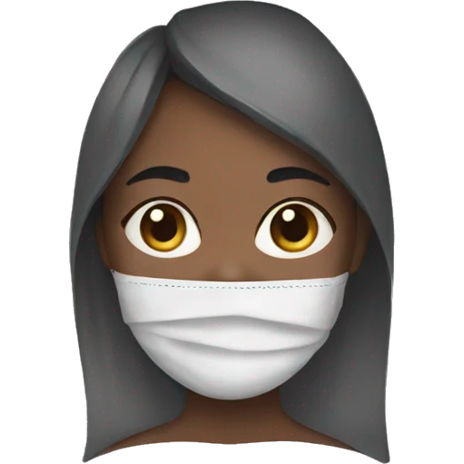 Girl wearing sheet mask emoji