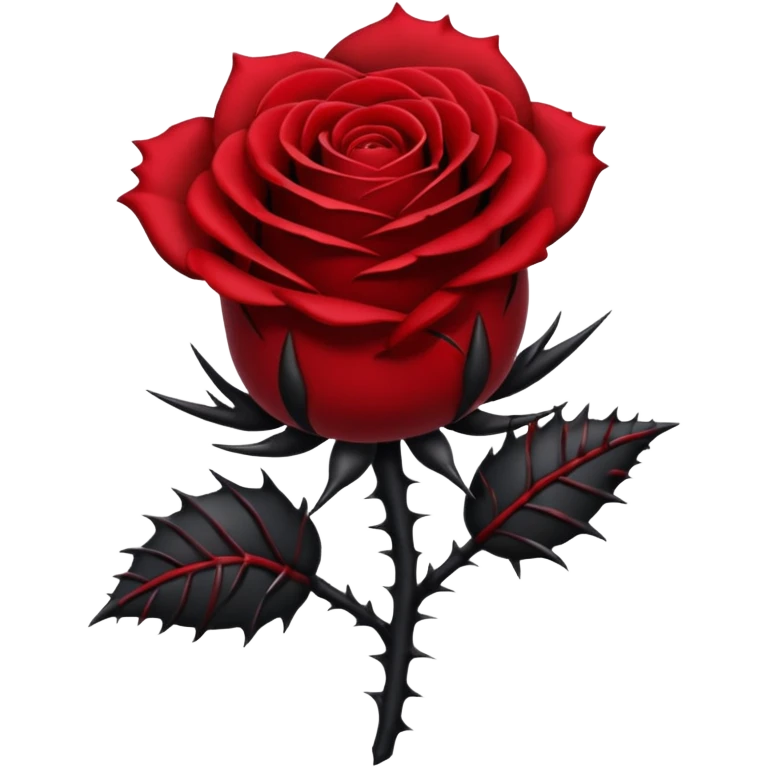 goth rose emoji, black petals and thorns emoji