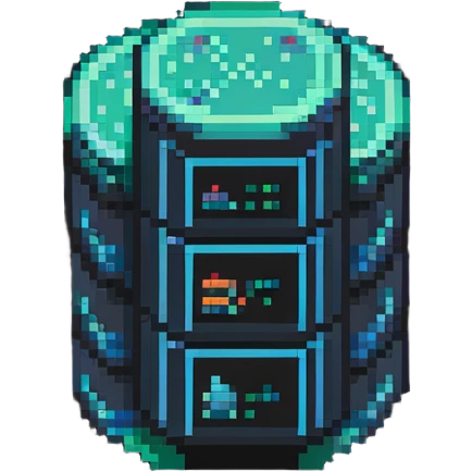 SQL database logo with server stack and database symbol emoji