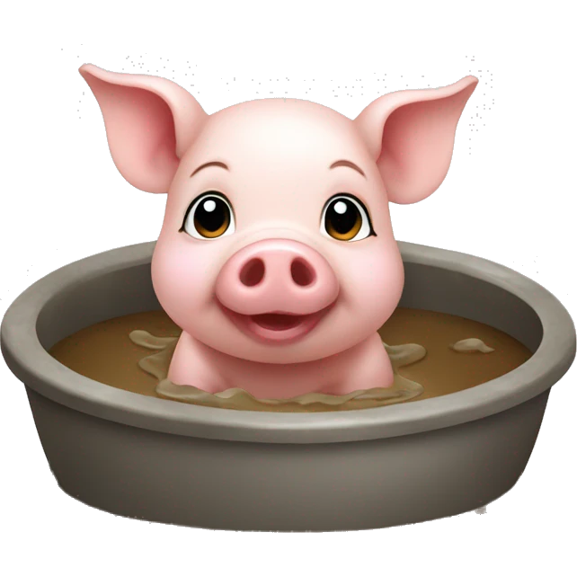 cute baby pig in a mud bath emoji