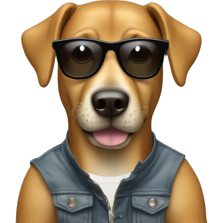 Create a Dog with sunglasses and DJ emoji