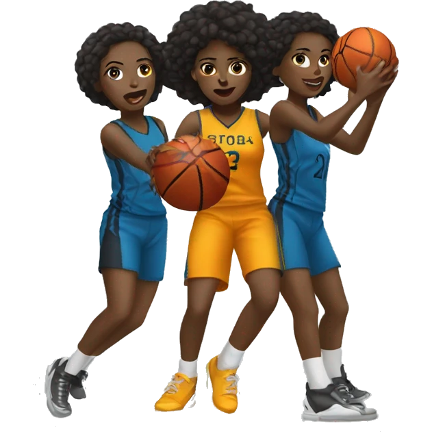 Two black girls shooting basketball emoji