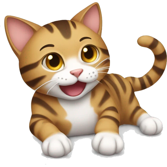 Playful tabby cat rolling on its back, showing off its soft belly and looking irresistibly adorable for some cuddles.” emoji