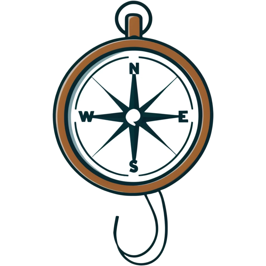 navigational compass with white awareness ribbon emoji