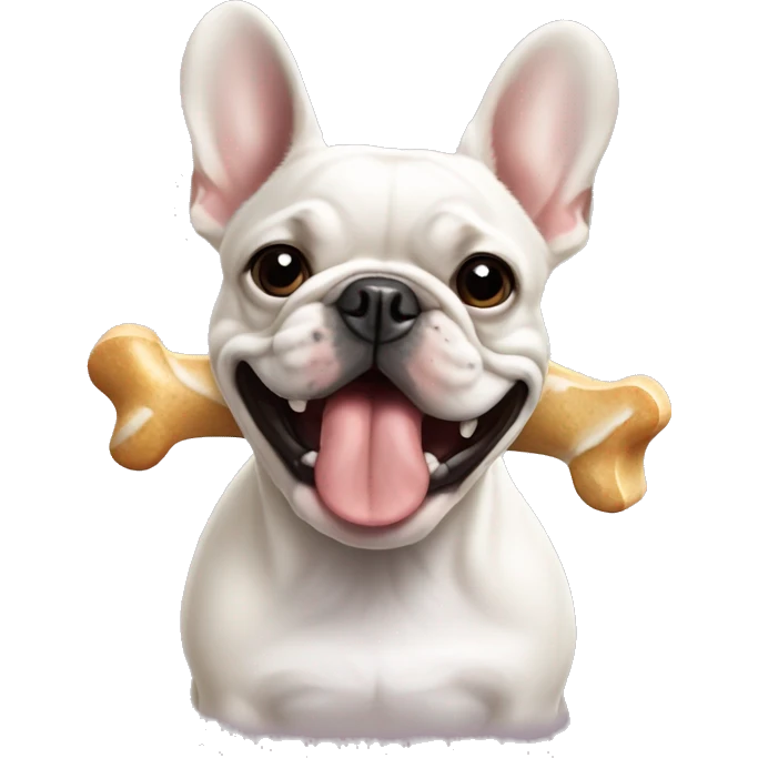 French bulldog with dog bone in mouth emoji