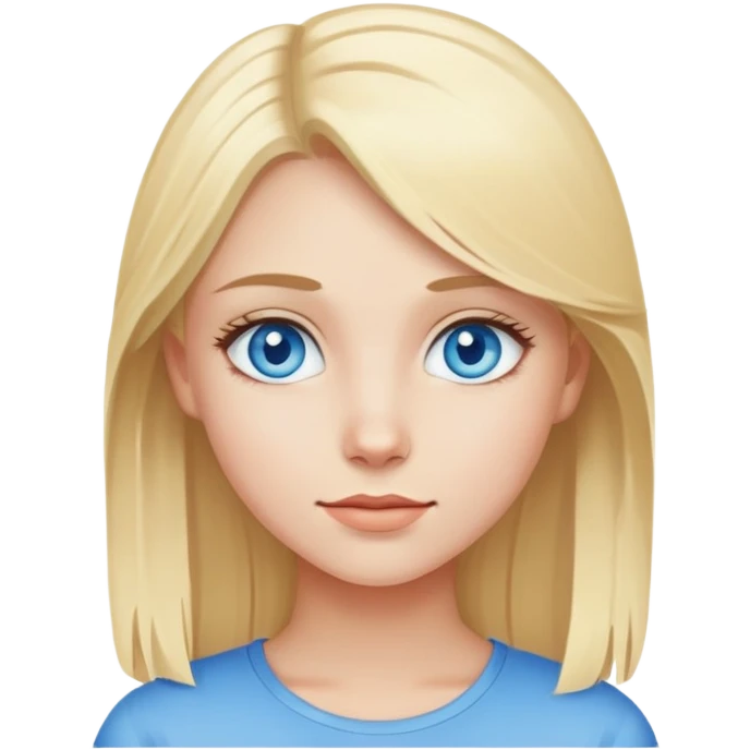 blonde girl blue eyes portrait looking forward emoji
