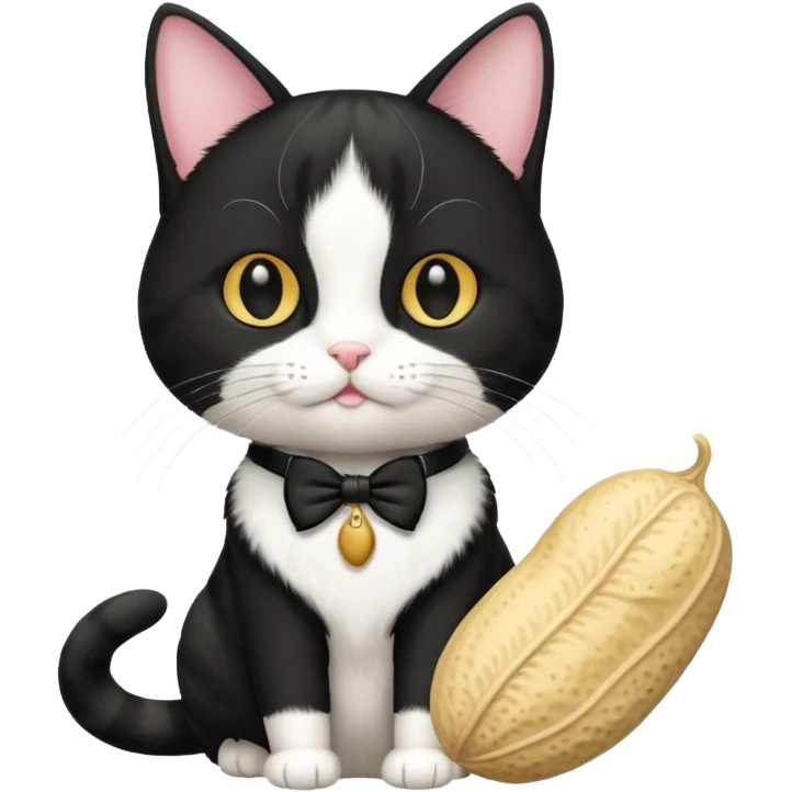 Tuxedo cat with peanut emoji