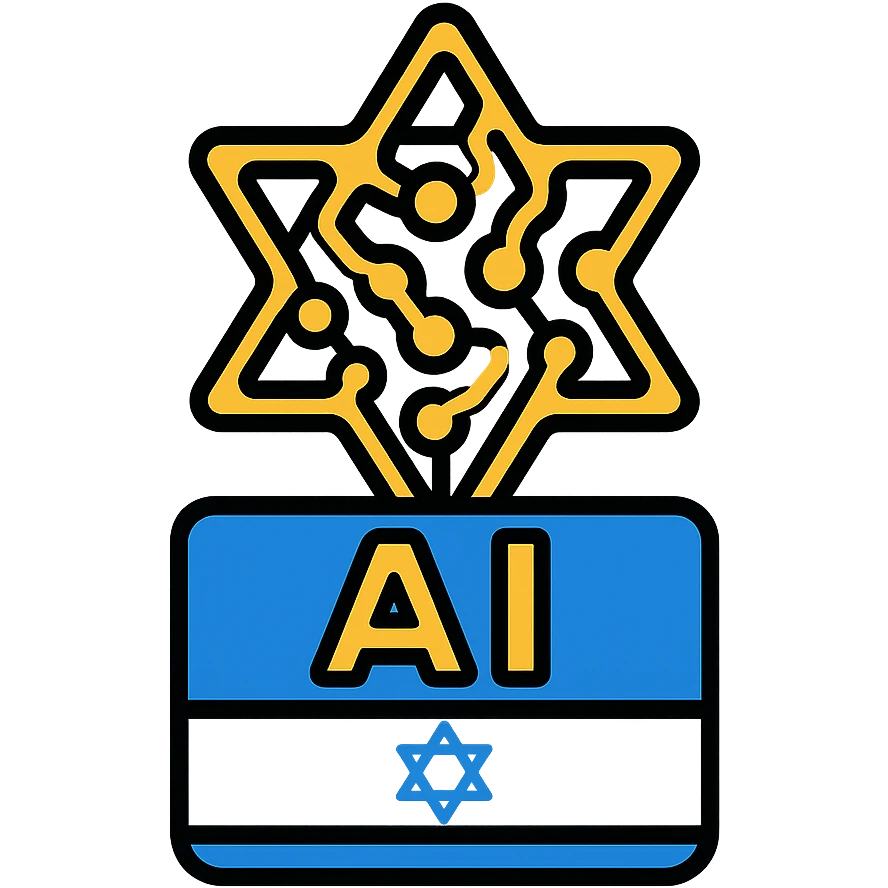 Israeli AI-generated intelligence icon, abstract neural network pattern forming a Star of David, minimalistic and professional emoji