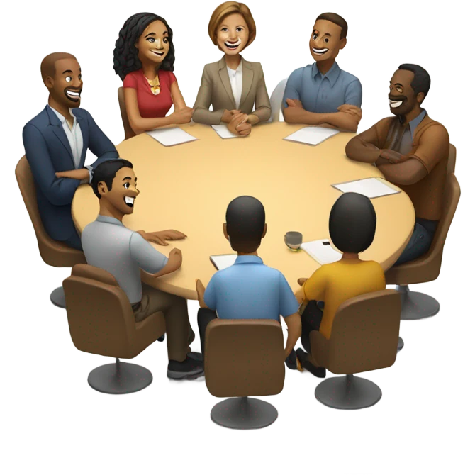 happy meeting at a table emoji