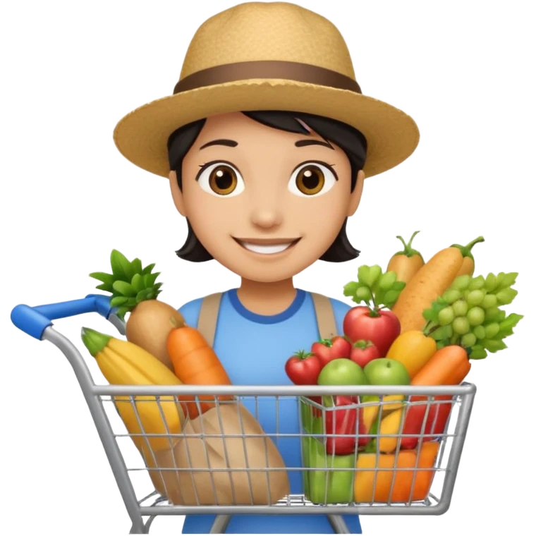 build me a personalized emoji whee it's a smart cart for grocery and a latino looking face that works as jack of all trades or wearing different hats emoji