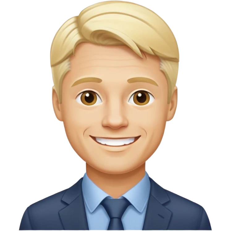 Oleg Tinkov, smiling, blond hair, business casual emoji