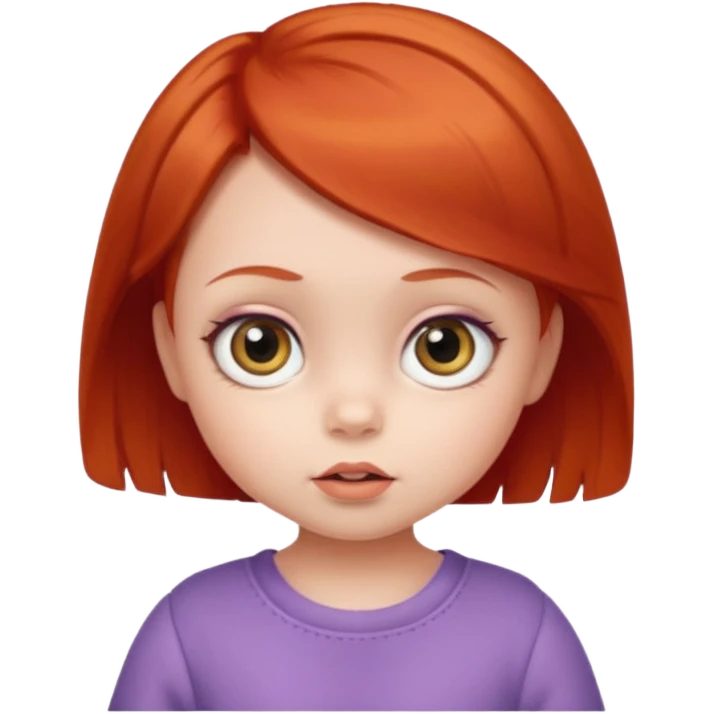 red hair baby girl big eyes short hair emoji