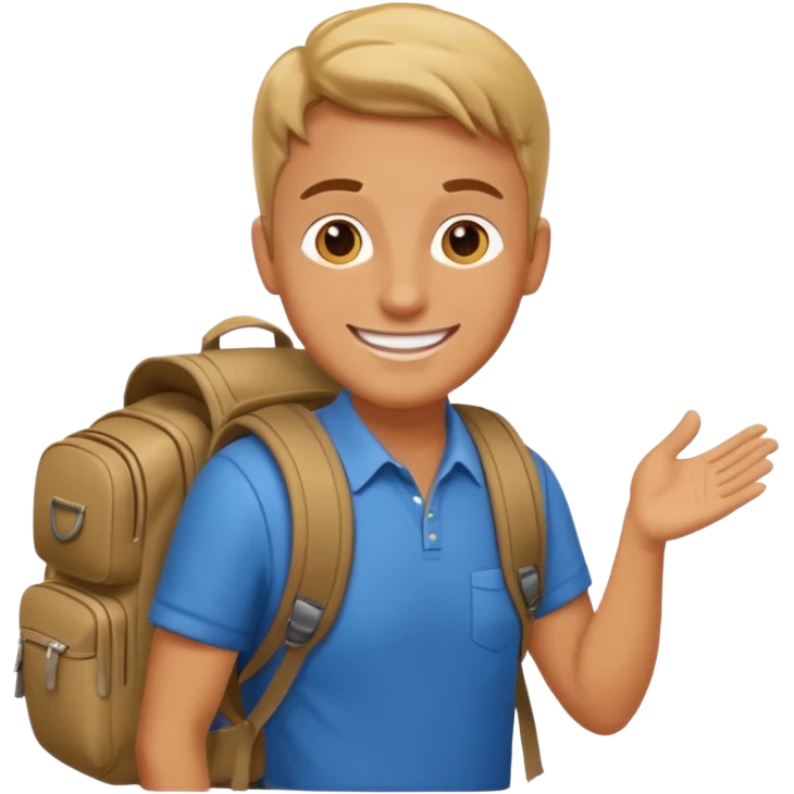 foreign tour guide with bagpack emoji