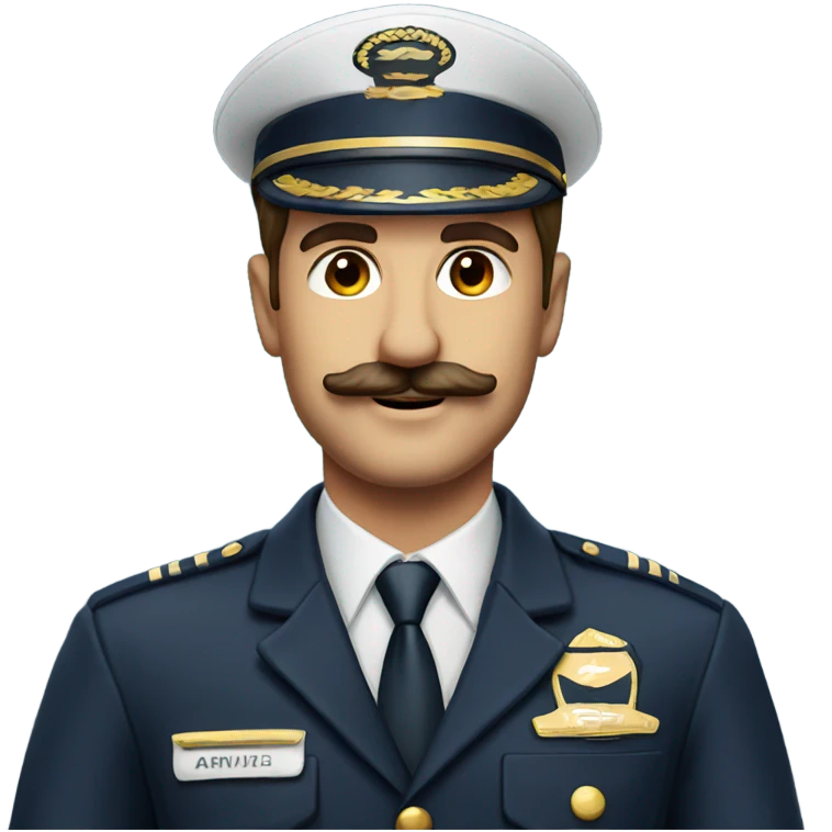 Handsome mixed Airline pilot with mustache emoji