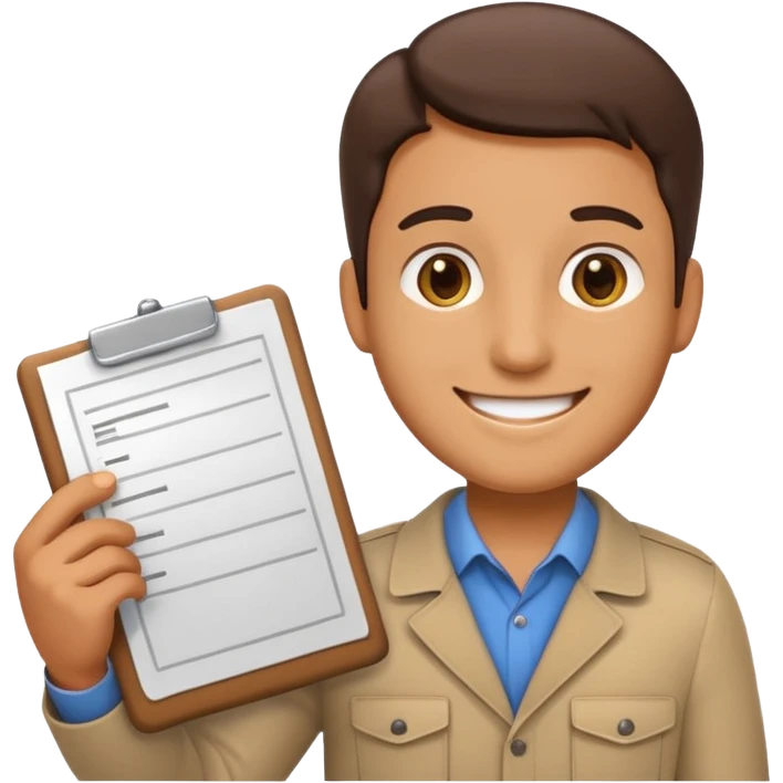 create a realistic emoji showing logistic person with a plan in his hands emoji