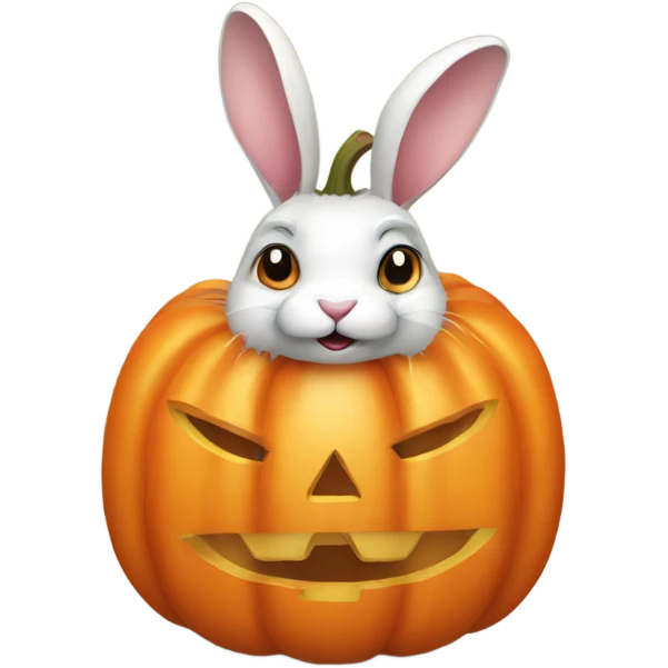 Rabbit wearing a pumpkin  emoji