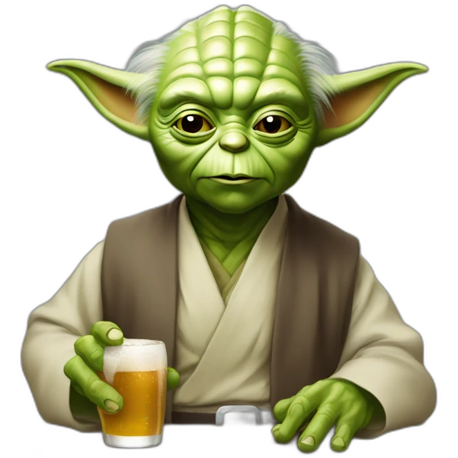 Maitre yoda avec des bières emoji