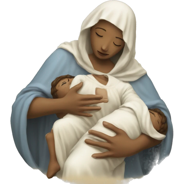 Maria mother of Jesus with Jesus in hands white skin emoji