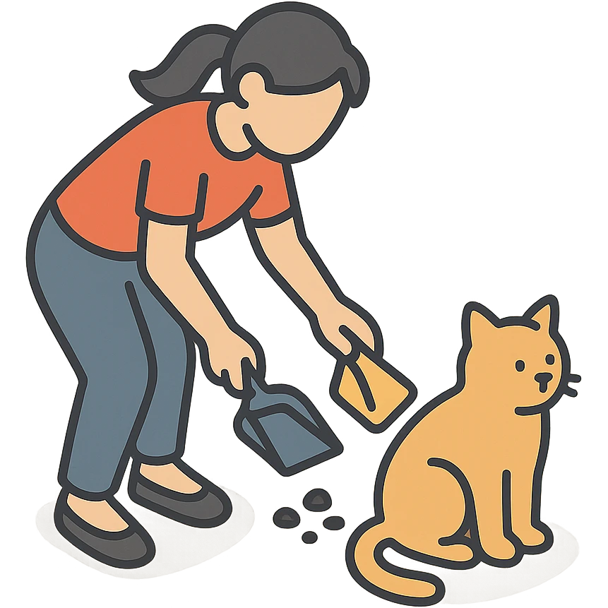 женщина убирает за кошкой emoji
