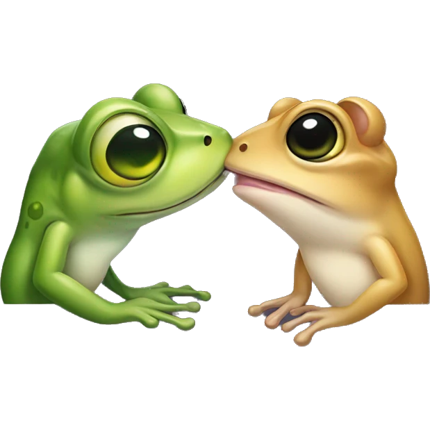 Frog kissing mouse on the lips emoji
