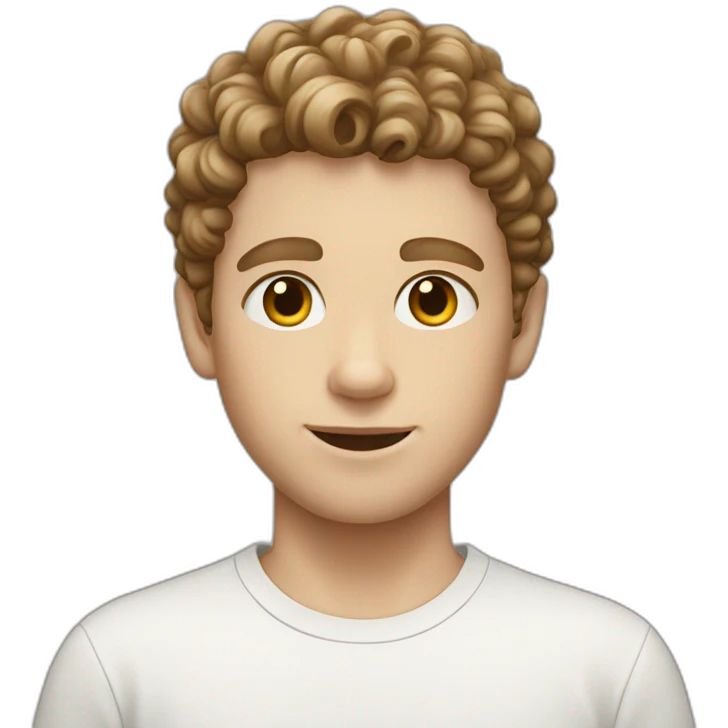 white boy with very short curly brown hair emoji