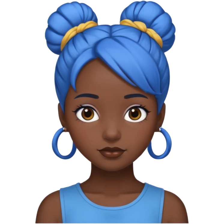 black girl blue bun haired princess  emoji