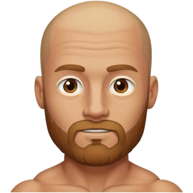 Head and torso of a Muscular Caucasian male with tan skin, shaved head, and a light brown beard. emoji